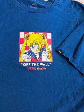 Vans Blue Sailor Moon Graphic Tee with Yellow & Pink Print